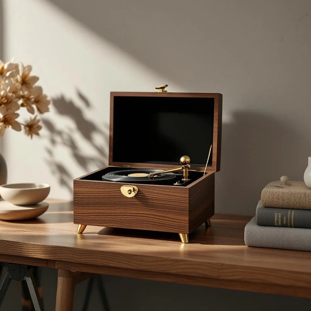 Decorative Music Box in Walnut Tone